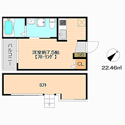 レガシィ井尻 1Kの間取図画像