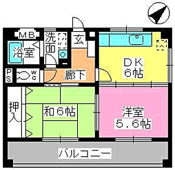 マー・メゾン 2DKの間取図画像