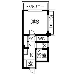 フォー・リーフ清水 1Kの間取図画像