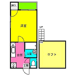 プレジール鳥飼 1Kの間取図画像