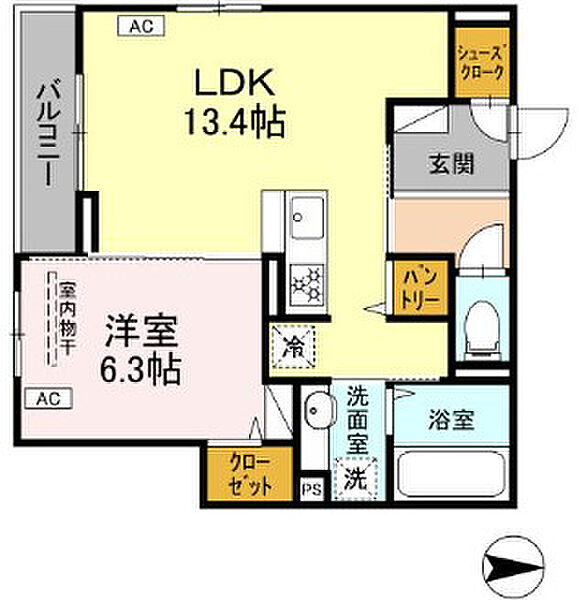 アピソ・ソレイユ 205｜神奈川県川崎市高津区新作4丁目(賃貸アパート1LDK・2階・47.72㎡)の写真 その2