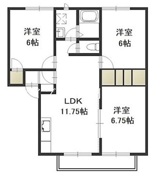 岡山県岡山市南区大福(賃貸アパート3LDK・2階・63.34㎡)の写真 その2