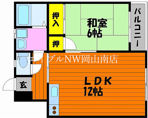 岡山県岡山市南区新保(賃貸マンション1LDK・2階・48.30㎡)の写真 その2