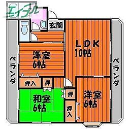 ドミール福島A 3LDKの間取図画像