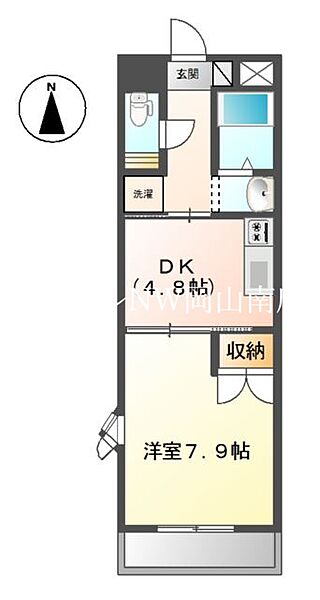 岡山県岡山市南区西市(賃貸マンション1DK・3階・32.50㎡)の写真 その2