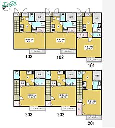 JR山陽本線 岡山駅 バス30分 築港新町前下車 徒歩2分の賃貸アパート 1階1Kの間取り