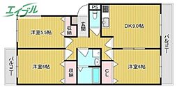 ハピネス篤A 3LDKの間取図画像