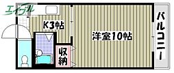 アジュール下中野 1Kの間取図画像