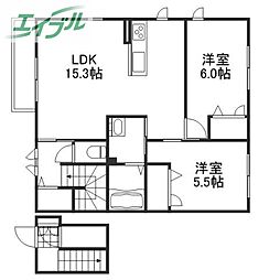 クレスティーク 2LDKの間取図画像