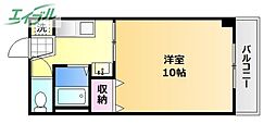 アジュール下中野 1Kの間取図画像