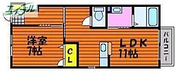 メゾン中村2 1LDKの間取図画像