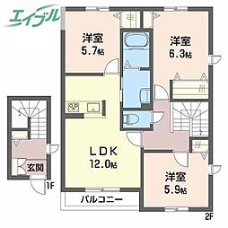 アルトーレカーサB 3LDKの間取図画像