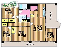 ロビニエ豊成 4LDKの間取図画像