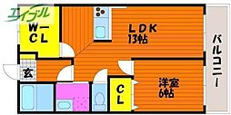 パークヒルズ豊成 1LDKの間取図画像