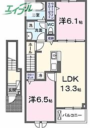 プティボヌールB 2LDKの間取図画像