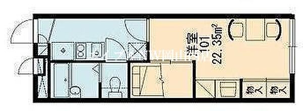 Maison de Roms伊島 ｜岡山県岡山市北区伊島町2丁目(賃貸アパート1K・2階・22.35㎡)の写真 その2