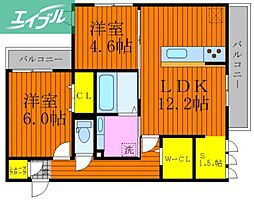 リッツハウスノダ 2SLDKの間取図画像