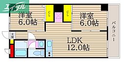 ハイライズ遠藤 2LDKの間取図画像