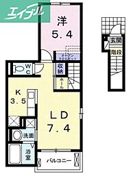 リヴァー・ビサイド 1LDKの間取図画像