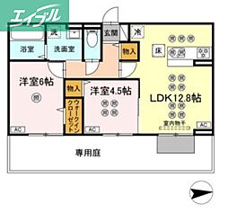 トリシア上中野 2LDKの間取図画像