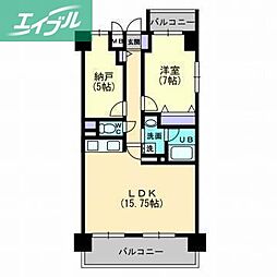 ル・サンク西市 2LDKの間取図画像