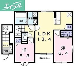 ドエル リバーパレス 2LDKの間取図画像