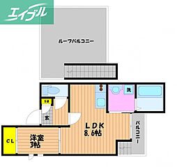グランティック下中野 1LDKの間取図画像