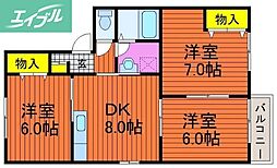 グランヴィラージュA 3DKの間取図画像