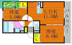 メゾンOTC 2LDKの間取図画像