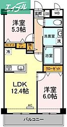 フローラル・コート2 2LDKの間取図画像