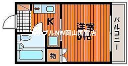 JR山陽本線 高島駅 徒歩23分の賃貸マンション 2階1Kの間取り