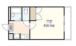 フローラ都紀β 1Kの間取図画像