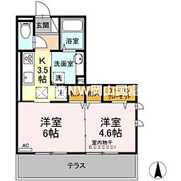 グランツ国富 2Kの間取図画像