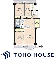 新松戸サンライトパストラル壱番街C棟 3SLDKの間取図画像