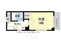 サンライズ須崎 1Kの間取図画像