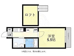 フォルジュロン 1Kの間取図画像