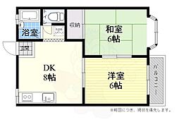 ルシュクル 2DKの間取図画像