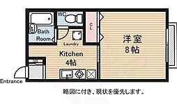 リバーハイツ 1Kの間取図画像