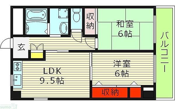 メゾン・メルベイユ ｜大阪府大阪市鶴見区横堤５丁目(賃貸マンション2LDK・2階・51.02㎡)の写真 その2