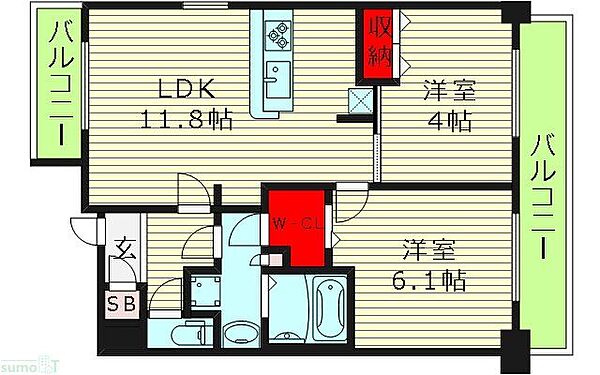 アーバネックス同心 ｜大阪府大阪市北区同心２丁目(賃貸マンション2LDK・9階・50.77㎡)の写真 その2