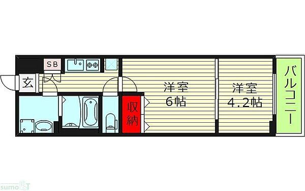 大阪府大阪市都島区中野町２丁目(賃貸マンション2K・8階・29.50㎡)の写真 その2