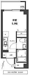 吉野町ＲＥＳＩＤＥＮＣＥ 4階ワンルームの間取り