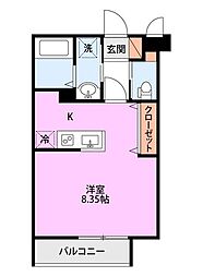 ミリアビタ宮本 1階ワンルームの間取り