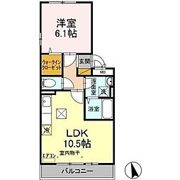 ラ・カーサ1 1LDKの間取図画像