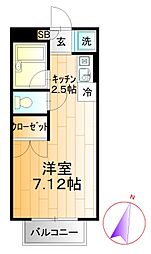 クレール習志野台 ワンルームの間取図画像