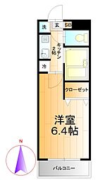 ミリアビタNo.2 1Kの間取図画像