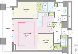 勝どきザ・タワー 2LDKの間取図画像