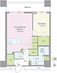 WORLD TOWER RESIDENCE 1LDKの間取図画像