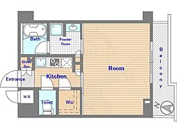 ルーブル亀戸天神前 2階1Kの間取り