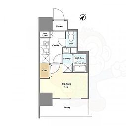 La Douceur四ツ木East 9階1Kの間取り